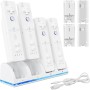 Estación de Carga 4 en 1 para Mandos Wii/Wii U | Incluye 4 Baterías Recargables de 2800mAh y Cable USB (Mandos No Incluidos)
