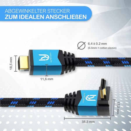 Ultra HDTV Cable HDMI 4K - Cable HDMI 2.0b de alta velocidad de 0,5 metros - certificado premium - 18 Gbit/s - 4K@60Hz -