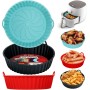 Alyvisun Silicone Air Fryer Molds, 3 Pieces Containers Oil-Free Fryer Tray Reusable Round Utensils Basket for Air Fryer,