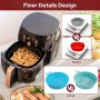 Alyvisun Silicone Air Fryer Molds, 3 Pieces Containers Oil-Free Fryer Tray Reusable Round Utensils Basket for Air Fryer,