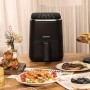 Aigostar White Dot Oil Free Fryer 2L, Air Fryer with 8 Programs and LED Touch Screen, 1200W, Adjustable Time and Temperature,