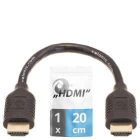 valonic cable HDMI corto, 20cm - 4k, ARC, UHD, Full HD, Ethernet - negro - compatible con TV, PS5, Nintendo Wii, Xbox, 0,2
