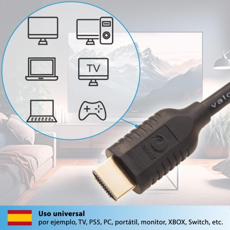 valonic cable HDMI corto, 20cm - 4k, ARC, UHD, Full HD, Ethernet - negro - compatible con TV, PS5, Nintendo Wii, Xbox, 0,2