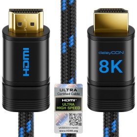 deleyCON 2m Cable HDMI 2.1b 8K (48G, ULTRA Highspeed) Certificado, 8K@60Hz 4K@120Hz 2K@144Hz/165Hz EARC HDCP 2.3/2.2 - para