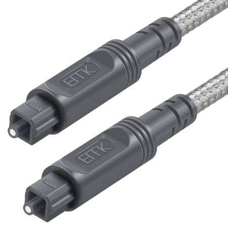 EMK Cable de Audio óptico Digital Toslink – [Nailon Trenzado Chaqueta, Durable y Flexible] 1M Cable de Fibra óptica para Home