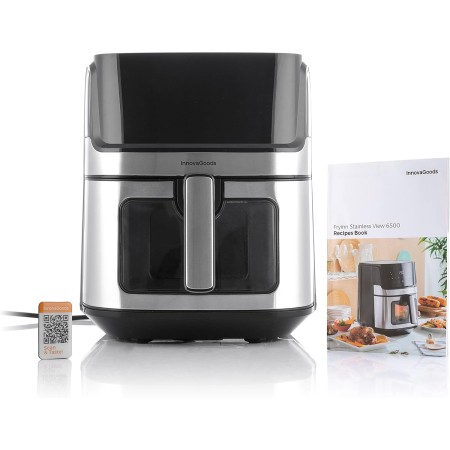 InnovaGoods® 2L Oil Free Fryer Air Fryer 1200W with +100 Spanish Recipes, Air Fryer with Non-Stick Basket, Timer and 360° Air