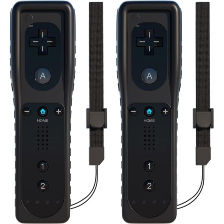2 mandos a distancia para Wii, mandos de juego remoto TechKen compatibles con Wii de repuesto con silicona y correa de muñeca