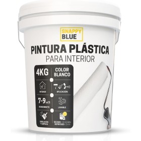 Snappy blue Pintura Blanca [4KG] Interior Lavable de aspecto Mate, Pintura Plastica Blanca Interior para Múltiples Superficies