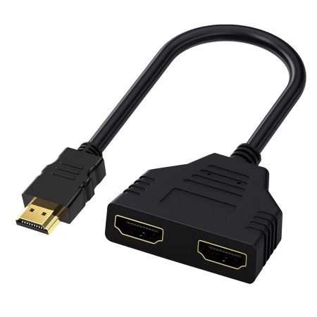 Adaptador Divisor HDMI, Cable Splitter HDMI Macho a Doble HDMI Hembra, Compatible para HDTV, LED, Monitor LCD y Proyectores,