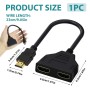 Adaptador Divisor HDMI, Cable Splitter HDMI Macho a Doble HDMI Hembra, Compatible para HDTV, LED, Monitor LCD y Proyectores,