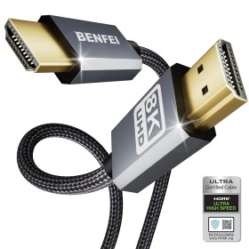 BENFEI Cable HDMI a HDMI 2.1, Certificado, 48 Gbps, 4K@120Hz 8K@60Hz, carcasa de aluminio, nailon tressé, compatible con Mac PC