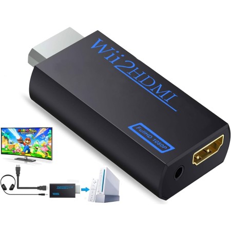 Azuxreza Wii to HDMI Converter,Wii HDMI Adapter 1080P, Output Video Audio HDMI Converter with 3.5mm Audio Jack&HDMI Output