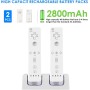 SANON Estación de Carga para Mando Wii, Estación de Carga 2 en 1 para Mando Wii de Cargador de 2 Puertos con 2 Pilas Recargables