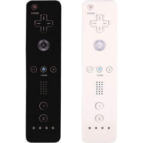 AUFGLO Retro Wii Controller 2 Pack Wii u Remote mit Silikongehäuse und Handgelenksgurt (schwarz+weiß)