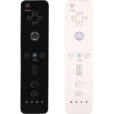 AUFGLO Retro Wii Controller 2 Pack Wii u Remote mit Silikongehäuse und Handgelenksgurt (schwarz+weiß)