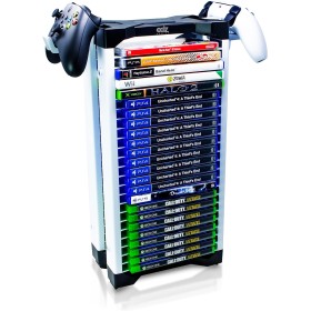 ADZ Soporte para juegos,Almacena 23 discos de juego o Blu Ray, Xbox Series X, Switch Games y discos Blu-Ray. Incluye 2 soportes