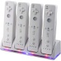 Estación de Carga para Controlador de Wii 4 en 1, Base de Cargador de Controlador, con 4 Baterias de 2800mAh Recargables e
