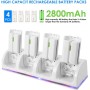 Estación de Carga para Controlador de Wii 4 en 1, Base de Cargador de Controlador, con 4 Baterias de 2800mAh Recargables e