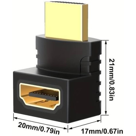 CABLEPELADO Adaptador HDMI Acodado | Ángulo de 90° | Adaptador HDMI en Ángulo | Macho a Hembra | Contactos Chapados en Oro |