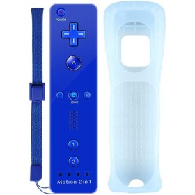 COOLEAD 2 en 1 - Mando a distancia con sensor Motion Plus incorporado con funda de silicona y correa para Wii U - Blanco