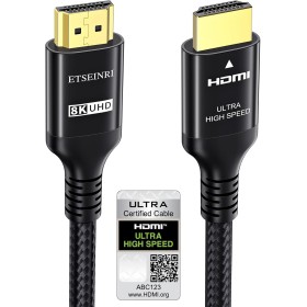 Etseinri 10K 8K Cable HDMI 2.1 2M, Certificado 48Gbps Ultra Alta Velocidad HDMI® Cable 4K 240Hz 165Hz 144Hz 120Hz 8K 60Hz 4:4:4