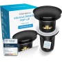 Bächlein Desagüe Universal con Rebosadero para Lavabo & Lavamanos - Válvula Pop Up Automática Negra Mate - Incl. 3 Juntas para