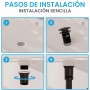 Bächlein Desagüe Universal con Rebosadero para Lavabo & Lavamanos - Válvula Pop Up Automática Negra Mate - Incl. 3 Juntas para