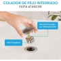 Bächlein Desagüe Universal con Rebosadero para Lavabo & Lavamanos - Válvula Pop Up Automática Negra Mate - Incl. 3 Juntas para