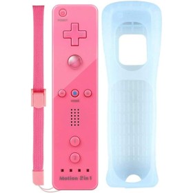 COOLEAD 2 en 1 Mando a Distancia con Sensor Motion Plus Integrado con Funda de Silicona y Correa de muñeca para Wii o Wii U -