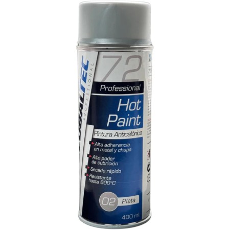 GLOBALTEC PROFESSIONAL Pintura Anticalórica Plata 400ml – Resistente Hasta 600°C | Spray Protector para Tubos de Escape, Motores