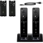 SANON Estación de Carga para Mando Wii, Estación de Carga 2 en 1 para Mando Wii de Cargador de 2 Puertos con 2 Pilas Recargables