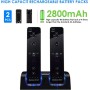 SANON Estación de Carga para Mando Wii, Estación de Carga 2 en 1 para Mando Wii de Cargador de 2 Puertos con 2 Pilas Recargables