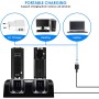 SANON Estación de Carga para Mando Wii, Estación de Carga 2 en 1 para Mando Wii de Cargador de 2 Puertos con 2 Pilas Recargables