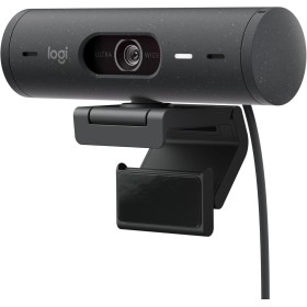 Logitech Brio 500 HD Webcam Ajuste Luz, Modo Visualización, Mics Duales con Reducción Ruido, Cubierta Privacidad Cámara Web,