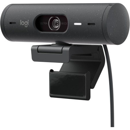 Logitech Brio 500 HD Webcam Ajuste Luz, Modo Visualización, Mics Duales con Reducción Ruido, Cubierta Privacidad Cámara Web,