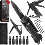 Navaja Multiusos 17en1 Herramientas Multiusos Cuchillo con Palillos para Encender Fuego, Abrelatas, Sierra, Silbato, Regalos