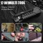 Navaja Multiusos 17en1 Herramientas Multiusos Cuchillo con Palillos para Encender Fuego, Abrelatas, Sierra, Silbato, Regalos