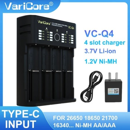 Nuevo cargador de batería inteligente VariCore VCQ4 18650 para iones d