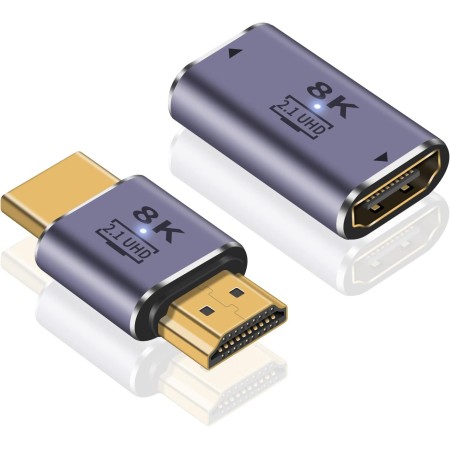 Duttek Adaptador HDMI 90 grados 8K, Adaptador HDMI de Ángulo Izquierdo y Derecho 48Gbps, Extensor HDMI 2.1 Macho a Hembra