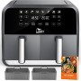 5.5L Oil Free Fryer, Uten Air Fryer 1700W with Removable Basket, Adjustable Time and Temperature, PDF Recipes, BPA Free