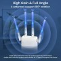 AILKIN Repetidor WiFi, Amplificador Wi-Fi Blanco 1200Mbps Doble Banda 2.4G/5G, Amplificador WiFi, 2 Puertos LAN/WAN, 4 Antenas,