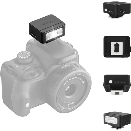 ULANZI SL01 Mini Flash de Cámara, GN8 6500K, Speedlite Manual, 4 Niveles de Potencia (1/8~1/1), Compatible con Nikon, Sony,