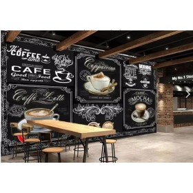 Papel tapiz 3D pintado a mano con pizarra de café, papel tapiz para cafetería, restaurante, decoración, mural, 3D, 200 x 140 cm