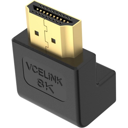 VCELINK 8K Adaptador HDMI 270 Grados Chapada en Oro Adaptador HDMI 2.1 Curvo Conector Codo HDMI Acodado para HDTV, Switch,