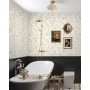 CiCiwind Papel pintado autoadhesivo blanco y dorado flores papel pintado 44 × 300 cm vinilo para muebles autoadhesivo espesar
