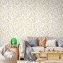 CiCiwind Papel pintado autoadhesivo blanco y dorado flores papel pintado 44 × 300 cm vinilo para muebles autoadhesivo espesar
