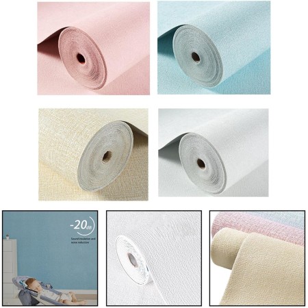 FUANA Pegatinas de pared a prueba de humedad Autoadhesivas Impermeable Papel pintado a prueba de ruido (Beige amarillo)