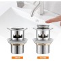 Ibergrif M20502B Click-Clack Desagüe Lavabo Universal con Rebosadero, Válvula Tapon para Bidés, Negro