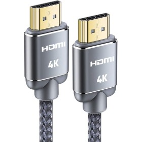 Snowkids Cable HDMI 2.0 4K de nailon trenzado Ethernet de alta velocidad, soporta canal de retorno de audio 3D, gris, 2 m