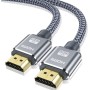Snowkids Cable HDMI 2.0 4K de nailon trenzado Ethernet de alta velocidad, soporta canal de retorno de audio 3D, gris, 2 m